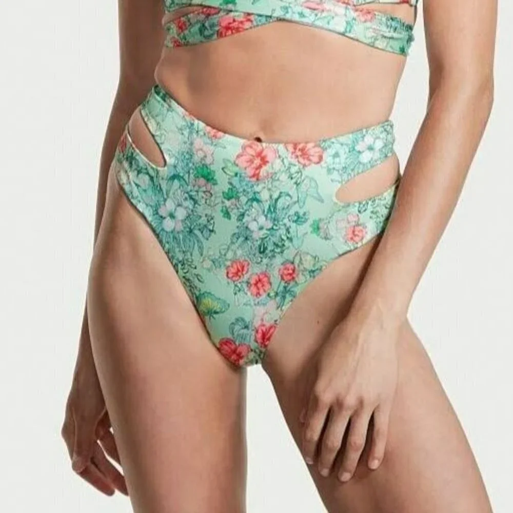 Victoria’s Secret Swim Wrap High Waist Cheeky‎ Bikini Bottom Butterfly Floral XL